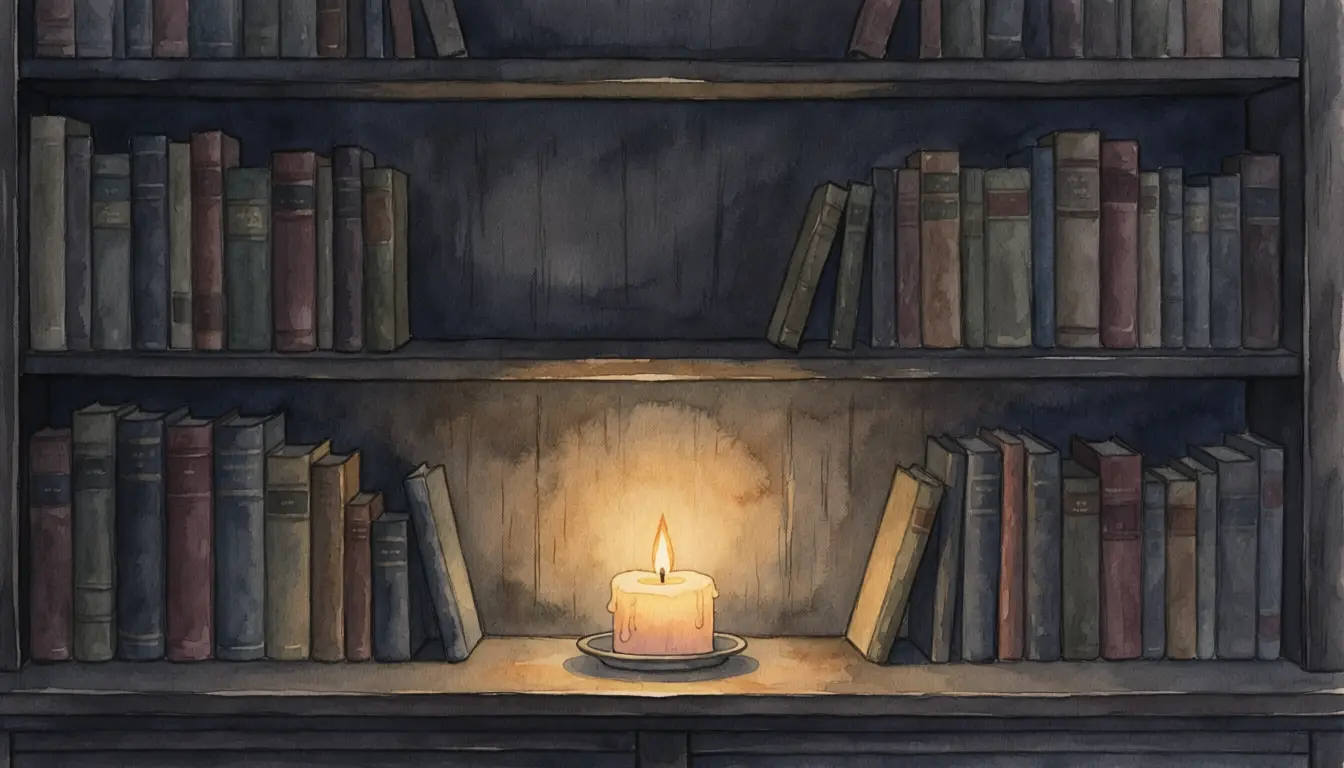 本棚と蝋燭の炎